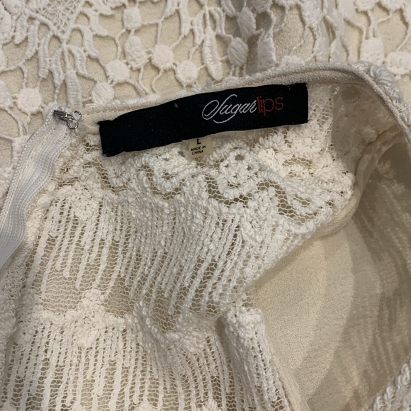 Cream colored dress with lace, Sugarlips sz Large - Picture 8 of 8